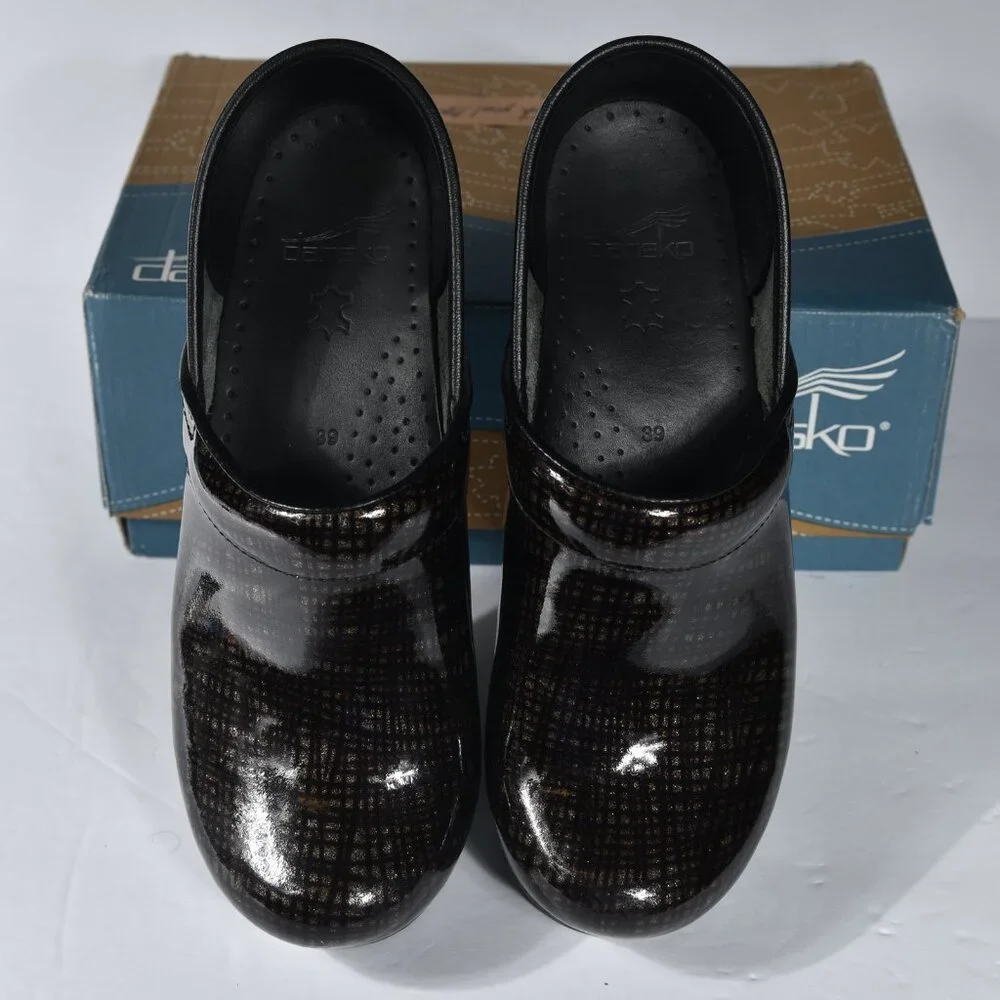 Dansko Professional Black & Silver Clogs size 39 womens 8.5 9 - Picture 2 of 7